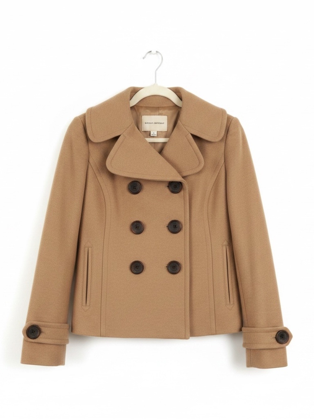Banana Republic Camel Wool Blend Peacoat Double Breasted Size Small